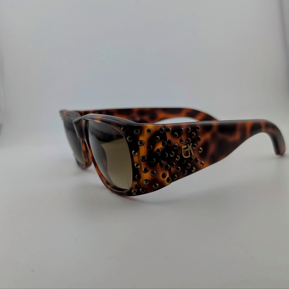 Emmanuelle Khanh Paris 1601-cl-18 Brown Tortoise Shell Frame Bronze Stud Vintage - Picture 8 of 9